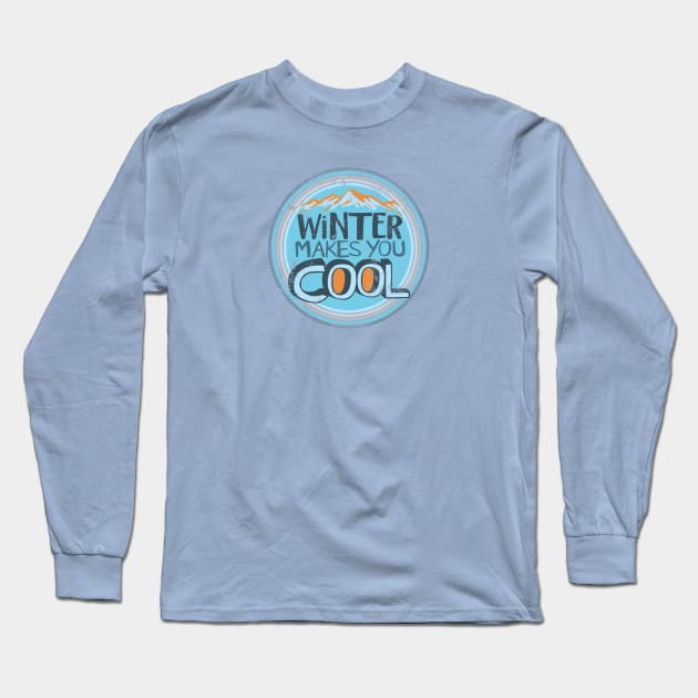 Fun Cool Winter Vintage Graphic Long Sleeve T-Shirt by Spindriftdesigns